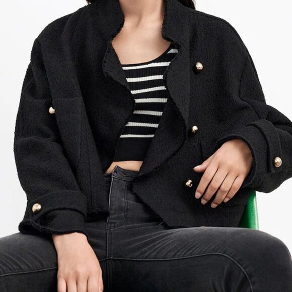 MO&Co. Vintage Cotton-blend Cropped Jacket_Women _ BLACK _ Size S - Picture 14 of 16